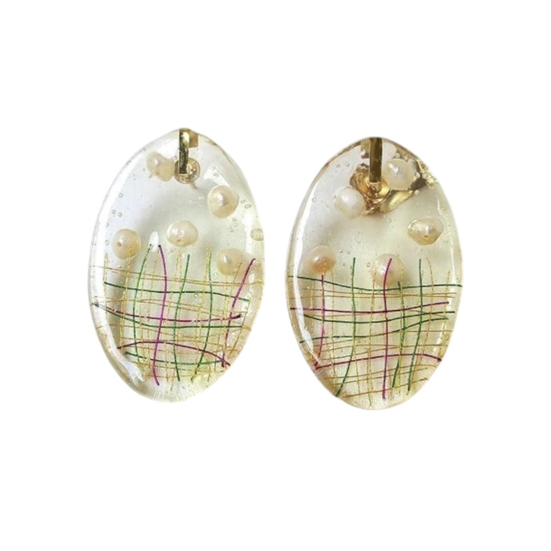 Oval x Check Earrings by icopry