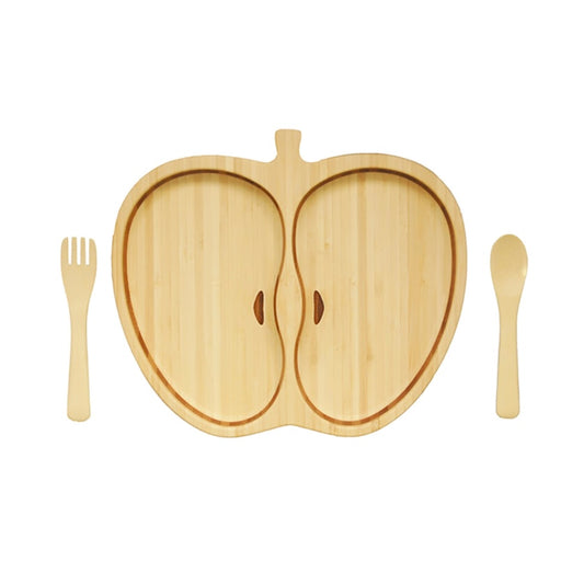 “Apple” Natural Bamboo Plate & Cutlery Set